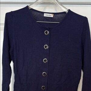 Calvin Klein Navy Blue Button-Up Cardigan